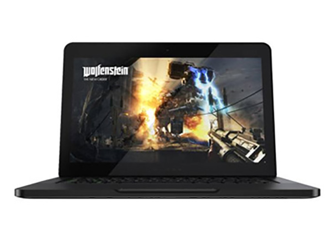 laptop with game on screen